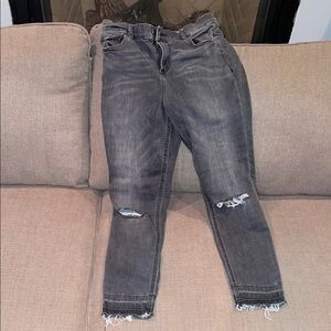 Express Charcoal Distressed Ankle Jeans